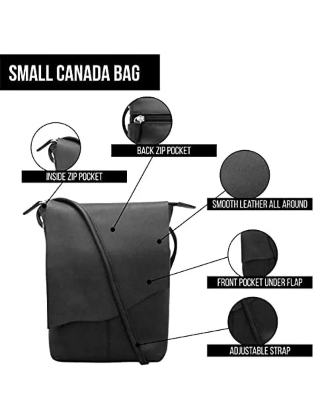 Genuine Leather Mini Crossbody Bag for Women - RFID Blocking, Adjustable Strap